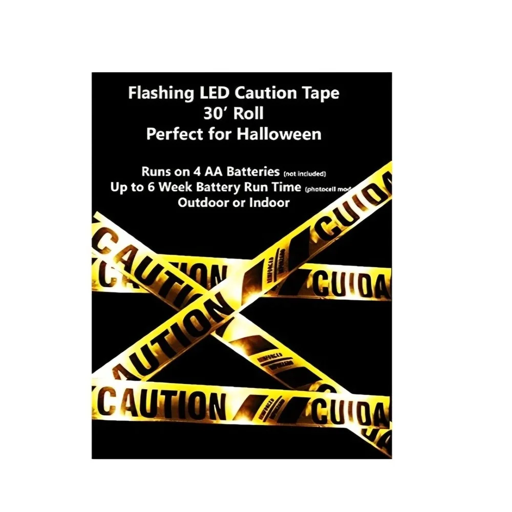 Lighted Tape LED Lighted High Visibility Yellow Caution Tape 33 Feet